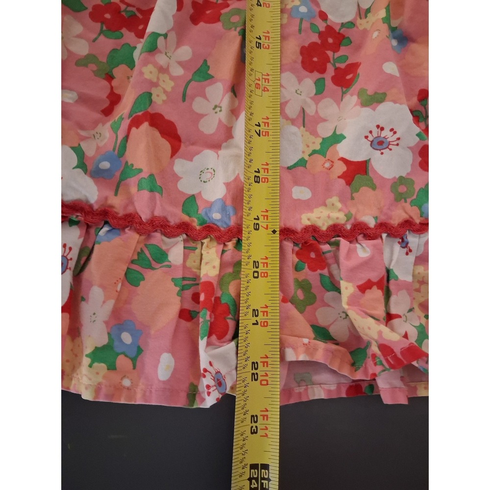 Matilda Jane Girls Pink Floral Smocked Waist Ric-Rac Ruffle Dress Size 6 - Picture 5 of 8